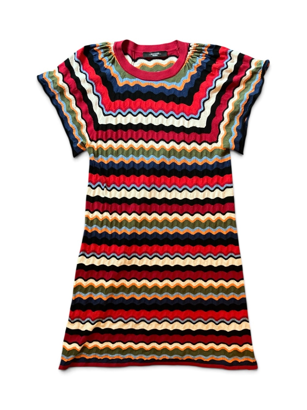 MaxMara Multicolor Chevron Knit Shift Dress